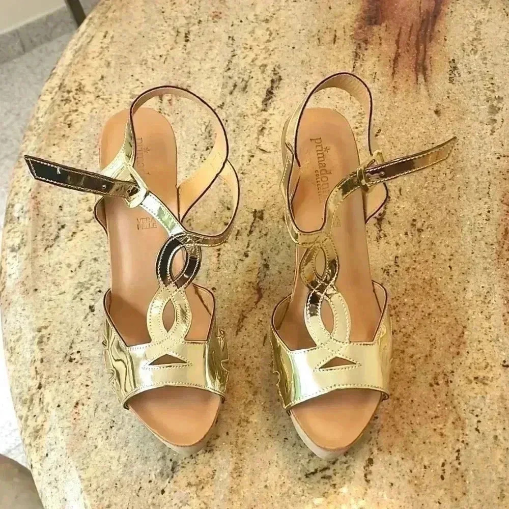 VERA PELLE GOLD PLATTFORMS
